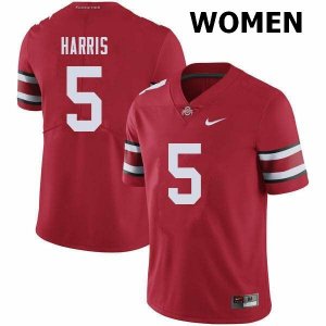 NCAA Ohio State Buckeyes Women's #5 Jaylen Harris Red Nike Football College Jersey WLD2545AY